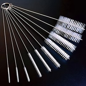 Resim Saman Temizleme Fırça Seti, Paslanmaz Çelik Saplı Saman Fırça Seti 10'lu, Cam Bardaklar, Saman Bardaklar, Su Şişeleri ve Tüpler için Uygun Ekstra Uzun Saman Fırçası (Beyaz) 