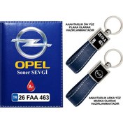 Resim Plakanıza Özel Opel Logolu Lacivert Ruhsat Kabı Ve Anahtarlık 