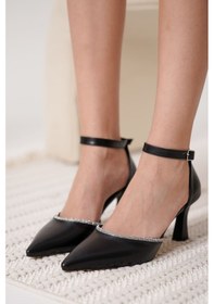 Resim Darla Siyah Taşlı Sivri Burun İnce Topuklu Abiye Ayakkabı Siyah 