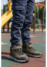 Resim Haki Gri Cırtlı Kaymaz Taban Erkek Çocuk Outdoor Bot Doruk F Haki 