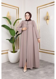 Resim Nevayla Moda Ön Ve Arka Robalı Ferace - Bej / F0142 Bej 