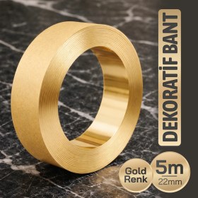 Resim Badem10 (1 Adet) Altın Renk Dekoratif Bant 5mt x 22MM Ahşap Mobilya Duvar Fayans Dekoratif Metalik Bant 