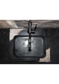 Resim Bazalt Siyah Dizayn Kare Lavabo 