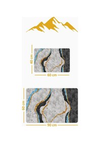 Resim Yıkanabilir Kaymaz Tabanlı Modern Desenli 2'li Banyo Paspas Takımı Bps0006 Renkli 