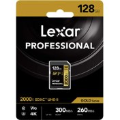 Resim Lexar 128GB 2000X 300mb/sn UHS-II SDXC Hafıza Kartı 