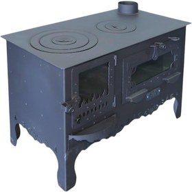 Resim Şehzade Camlı Altaş Kuzine Soba 4 Mm Çok Amaçlı Bahçe Tipi Kuzine Soba Özel El Yapımı Soba 