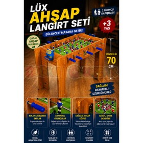 Resim Lüx Ahşap Langırt Seti - Ahşap Oyuncak - Futbol Oyuncakları - Top Oyuncak Langırt Setleri - Langırt Oyuncakları - Ahşap Masa Oyunu 