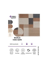 Resim Enti Bukle 1406 Sarı Iskandinav Halı Kesme Yolluk Salon Halı Koridor Oturma Odası Halısı Sarı 