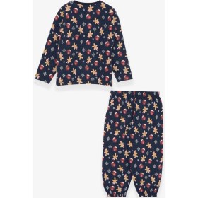 Resim Breeze Erkek Bebek Pijama Takımı Kurabiye Desenli 9 Ay-3 Yaş, Lacivert 