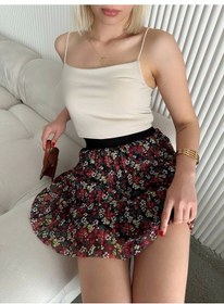 Resim Terzi Bey Baskılı Astarlı Mini Etek Kırmızı 