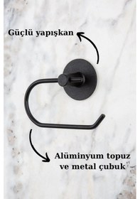 Resim Multistore Yuvarlak Yapışkanlı Siyah Açık Tuvalet Kağıtlığı Wc Kağıtlık Tutucu Siyah 