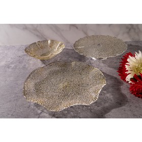 Resim Özel Altın Pasta Tabağı, 33cm Zarif Cam Kek Standı 