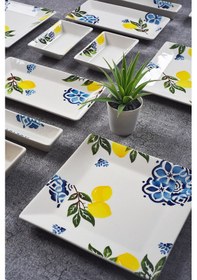 Resim Piatti Naturali 16 Parça 6 Kişilik Limon Kahvaltı Takımı Handmade Sunum Set Çok Renkli 