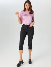 Resim Faik Sönmez Kadın Slim Fit Coton Parça Boya Kapri 25YB00078-1 - Siyah / 46 