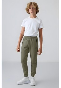 Resim Tommylife Haki Fermuarlı Standart Fit İnce Erkek Çocuk Eşofman Alt - 64042 Haki 
