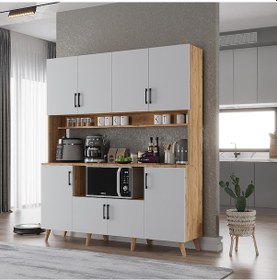 Resim Nora Kahve Köşesi Çok Amaçlı Dolap Kiler Mutfak Dolabı Çam Beyaz 160cm Çam Beyaz 