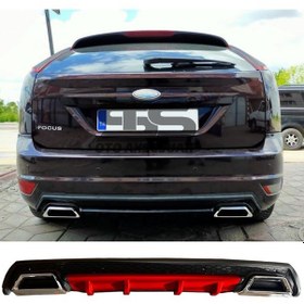 Resim Ford Focus 2 HB Difüzör Arka Tampon Eki 2 Egzoz Çıkışlı Kırmızı L 