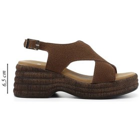 Resim Gönderi(R) Gönderi R Kadın Kahve Süet Dolgu Topuk Sandalet Dyza83935164 Kahverengi 