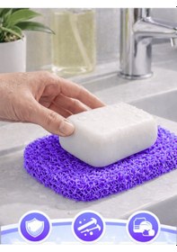 Resim Beylini Sabun Altlığı Kalıp Sabunluk Pvc Kıvırcık Kaydırmaz Lavabo Banyo Mutfak Sabun Altı Stand 7x11 Cm Mor 