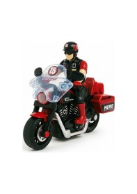 Resim Oyuncak Motor Sesli Ve Işıklı Sürtmeli Motosiklet Figürlü Yarış Motoru Kırmızı 13 Cm Çok Renkli 