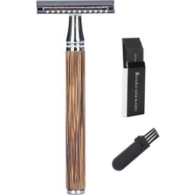 Resim Geeksen Razor Adet Bambu Doğal Ahşap Saplı Çift Kenarlı Güvenlik Jileti Tıraş Jileti Haki 