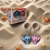 Resim Disney Pop!Stitch&Angel Kız Arkadaş Çift Heykel Anahtarlık, Kolye Seti - Noel, Cadılar Bayramı, Mezuniyet Sezonu, Şükran Günü, Aile İçin Mükemmel Hediye 