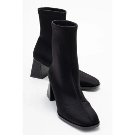 Resim Luvi Shoes Plesa Siyah Scuba Kadın Kalın Topuklu Bot Siyah Nice 