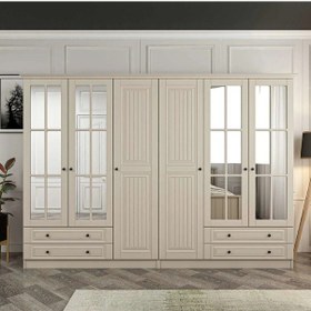 Resim Kale 6 Kapaklı 4ç Taçlı Dolap Kumtaşı Mebran İlkbahar Kumtaşı 210cm Bej 