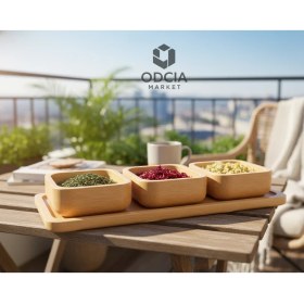 Resim Odcia Market Bambu Standlı 3'lü Kare Çerezlik Seti 