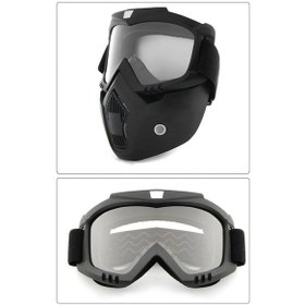 Resim Motoanl Cross Motosiklet Bisiklet Gözlüğü Açık Kask Maskesi Süngerli Bant Lastikli Jet Maske Şeffaf Camlı Siyah 