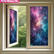 Resim 1 adet ASOONYUM Galaxy Dream Pencere Filmi - Vibrant Space Art Tasarımıyla Non-Adhesive PVC Sticker, 2mil Kalınlığında Statik Klem Dekor, Banyo, Mutfak, Ofis için - Mat Cam Etkisi, Pencere Dekoru 