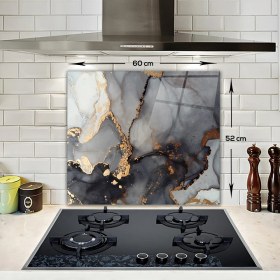 Resim Decorita Stark Mermer Görünümlü Cam Ocak Arkası Koruyucu 