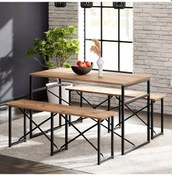 Resim Masa Takımı Bench Bank Masa Seti 120x60 Masa Mutfak Masası Yem 