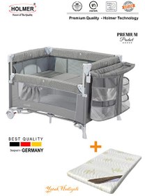 Resim Holmer Coolstyle Yatak Hediyeli Oyun Parkı Anne Yanı Park Yatak Multi Pro Gri 