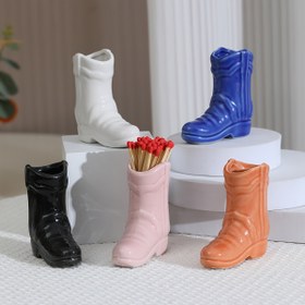 Resim 1 Adet, Seramik Çizme Şeklinde Kibrit Tutucu, Yaratıcı Ev Oturma Odası Dekoru, Minimalist Süs, Kibrit Saklama Kutusu, Benzersiz Dekoratif Aksesuar 