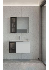 Resim Orka Pure 100 Cm Mat Beyaz Banyo Dolabı Takımı Navaro/antrasit 