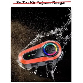 Resim Wearfitpro Q08-2x Rgb Işık Efektli İntercom Bluetooth Motosiklet Kask Kulaklığı İntercom Kulaklık 