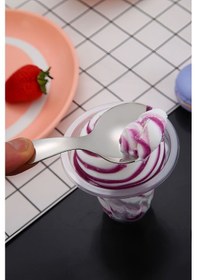 Resim 304 Çelik 12 Adet 9 Cm Mini Tatlı Dondurma Baharat Kaşığı Cin752by-12 Gri 