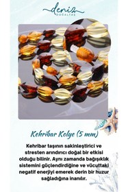 Resim Deniz Doğal Taş Sertifikalı Kehribar (FOSİLLEŞMİŞ ÇAM REÇİNESİ) Kolye 5 Mm - M376 