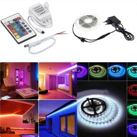 Resim Aciko Makyaj Masası Için Rgb 5 Metre Adaptörlü 24 Tuşlu Kumandalı Şerit LED Hazır Set 