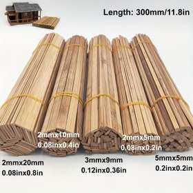 Resim 100 adet/50 adet/25 adet/10 adet Karbonize Bambu ve Ahşap DIY Yapı Model Malzemesi 