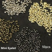 Resim 50 adet Mini Metal Göz Delikli Çıtçıt Düğmeleri - DIY Bebek Kıyafetleri, Çantalar & Ayakkabılar için Çeşitli Boyutlar 
