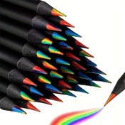 Resim 6/12 Adet Gökkuşağı Ahşap Pastel Boya Kalemi, 7 Renkli Set - Yetişkinler için Çok Renkli Sanat Malzemeleri, Çizim ve Boyama, Karışık Tonlar, DIY Hediye Fikri 