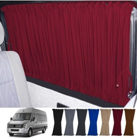 Resim Oto Pandami Volkswagen Crafter 1.nesil Uzun Şase 2006-2016 Uyumlu Bordo Raylı Oto Perde Takımı 