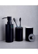 Resim Mat Siyah Sıvı Sabunluk Diş Fırçalık Pamukluk Seti 