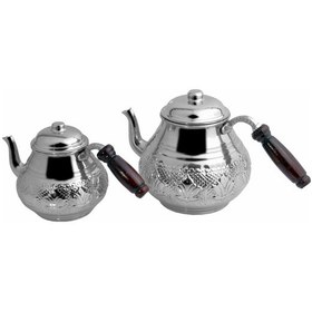 Resim Bakır 4 Parça Motifli Büyük Boy Çaydanlık 