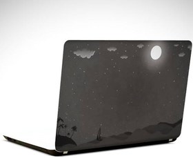 Resim Ay ve Yelkenli Laptop Sticker 10 İnch (25X19CM) 