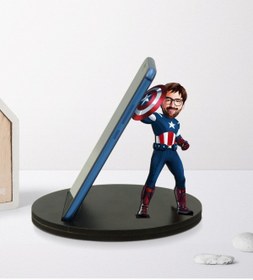 Resim Bk Gift Kişiye Özel Karikatürlü Süper Kahraman Ahşap Biblo Telefon Standı-5 