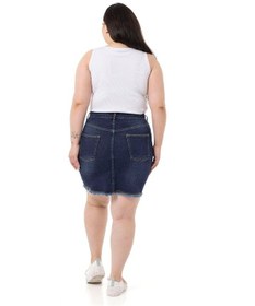 Resim Disentis Büyük Beden Eteği Püsküllü Düğme Detaylı Lacivert Denim Mini Etek-lacivert Lacivert 