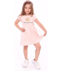 Resim Toontoy Kids Toontoy Kız Bebek Faire Un Voeu Baskılı Elbise Pudra 